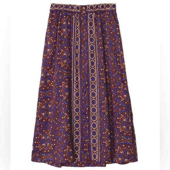 XiRENA Dresses & Skirts - Xirena Tannis skirt mosaic medley print, button-front cotton/silk elastic waist